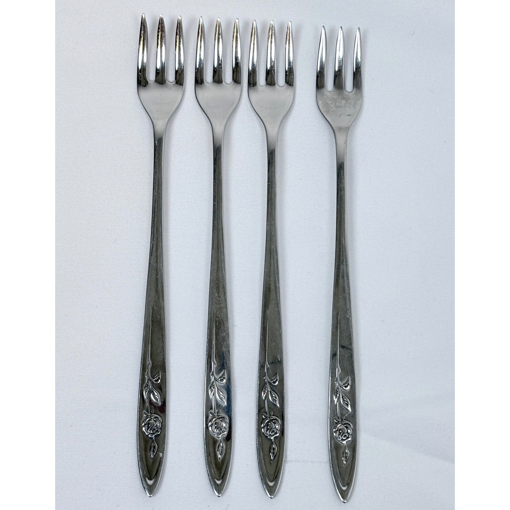 Oneida Community Stainless My Rose Shrimp Seafood Cocktail Forks Set of 4 MCM
